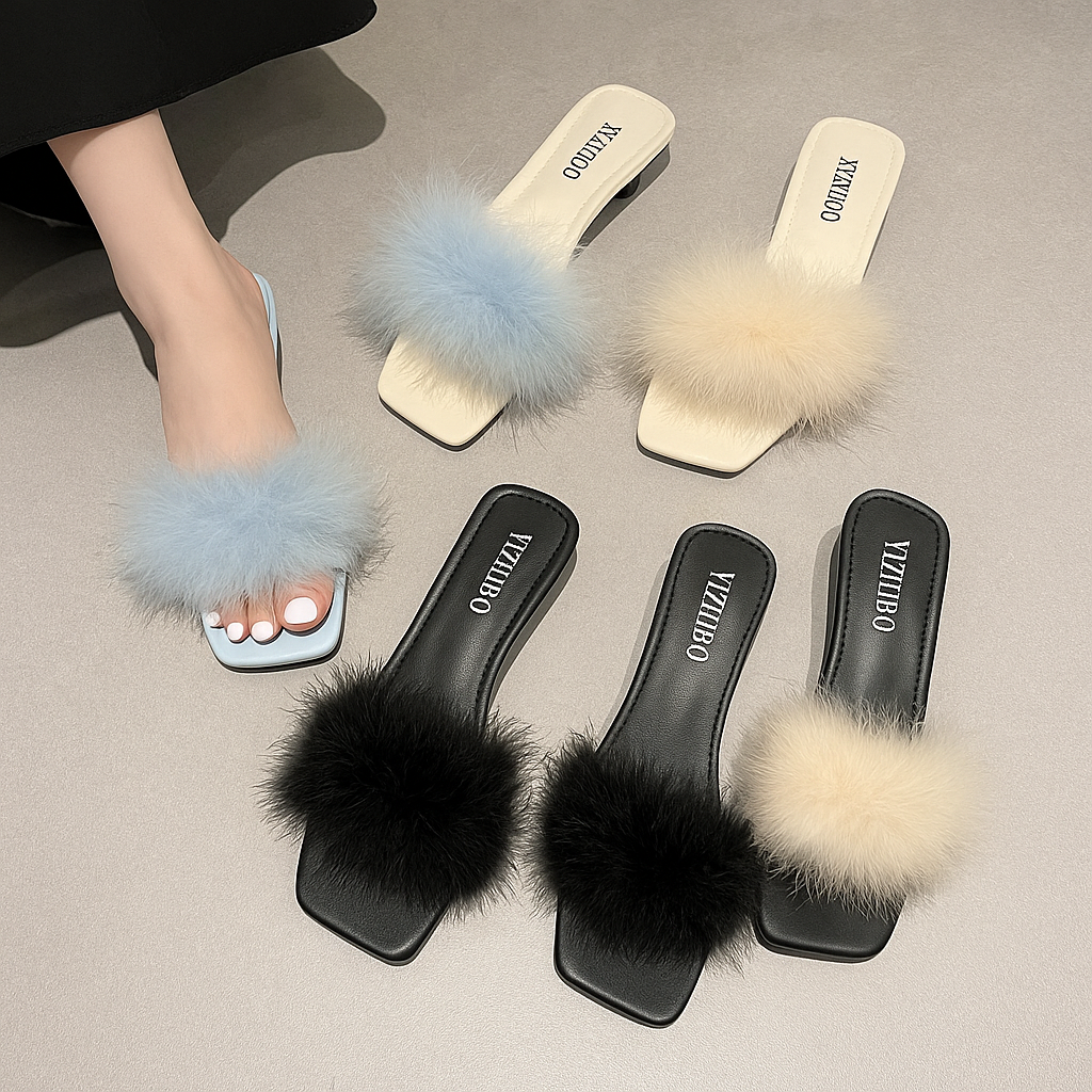 Summer Flat Fur Slippers