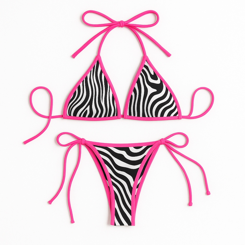Women's Sequin Printed Triangle Bikini Set