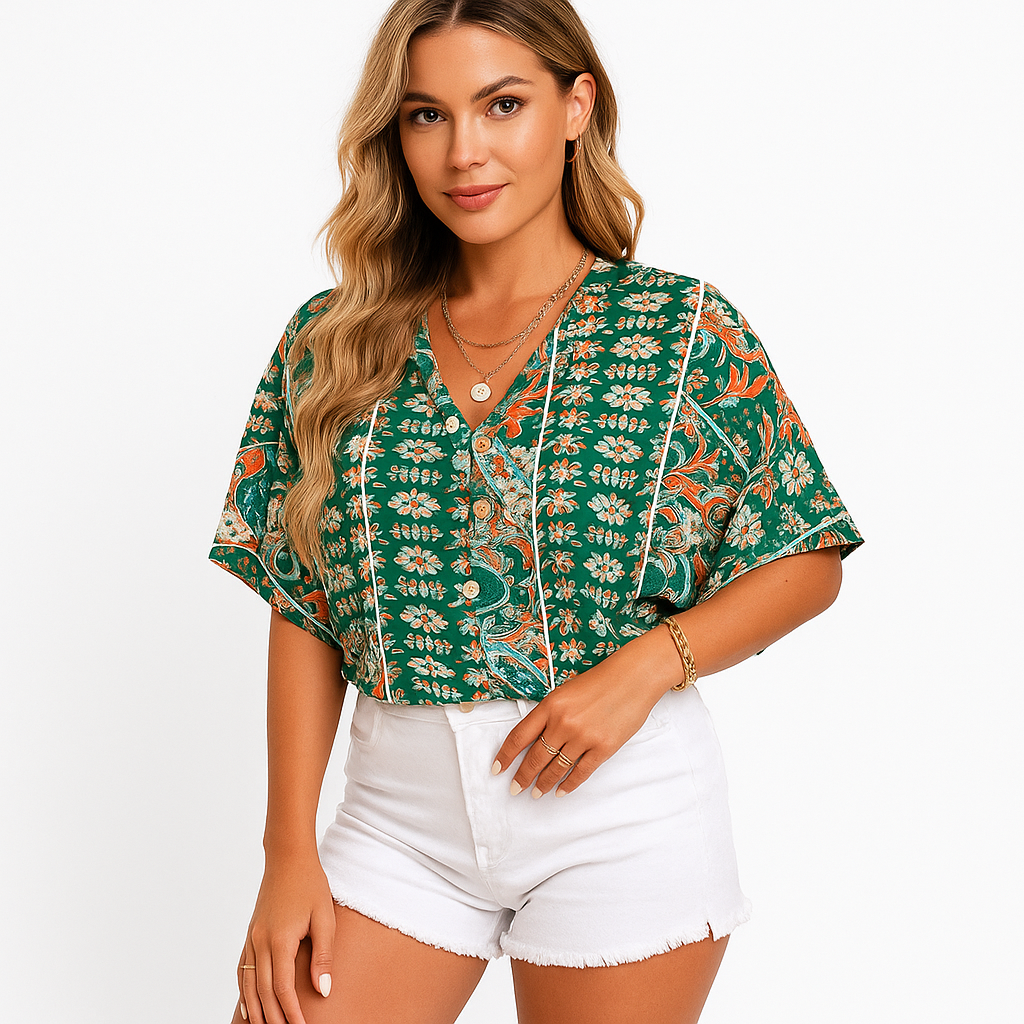 🌸 Boho Bloom Button Blouse 🌸