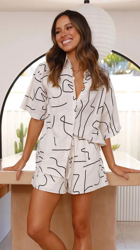 Casual Printed Two-Piece Set