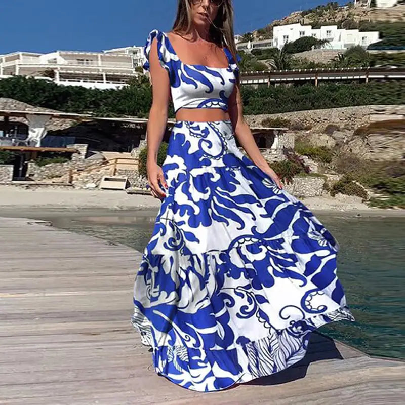 Floral Sleeveless Dress Two-Piece Set