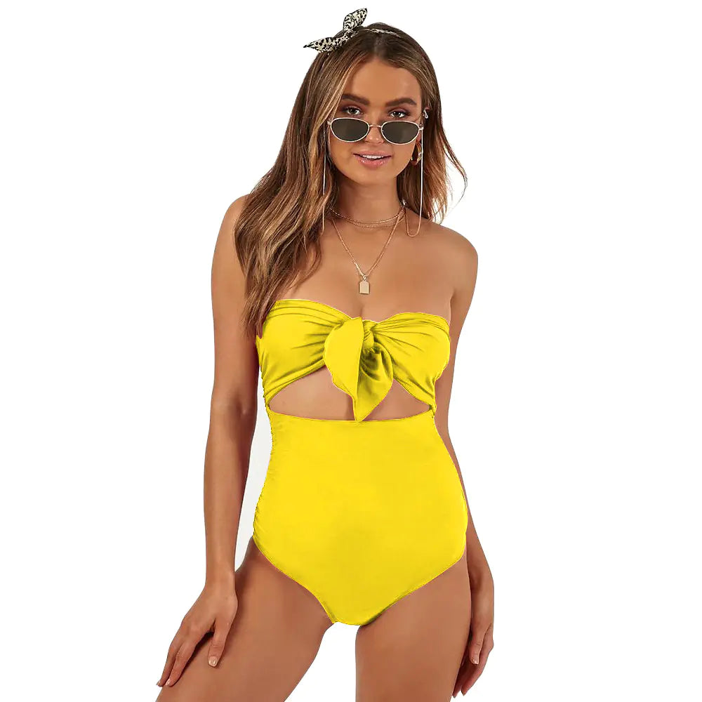 Jovi’s High Waist Knot Strapless Swimsuit