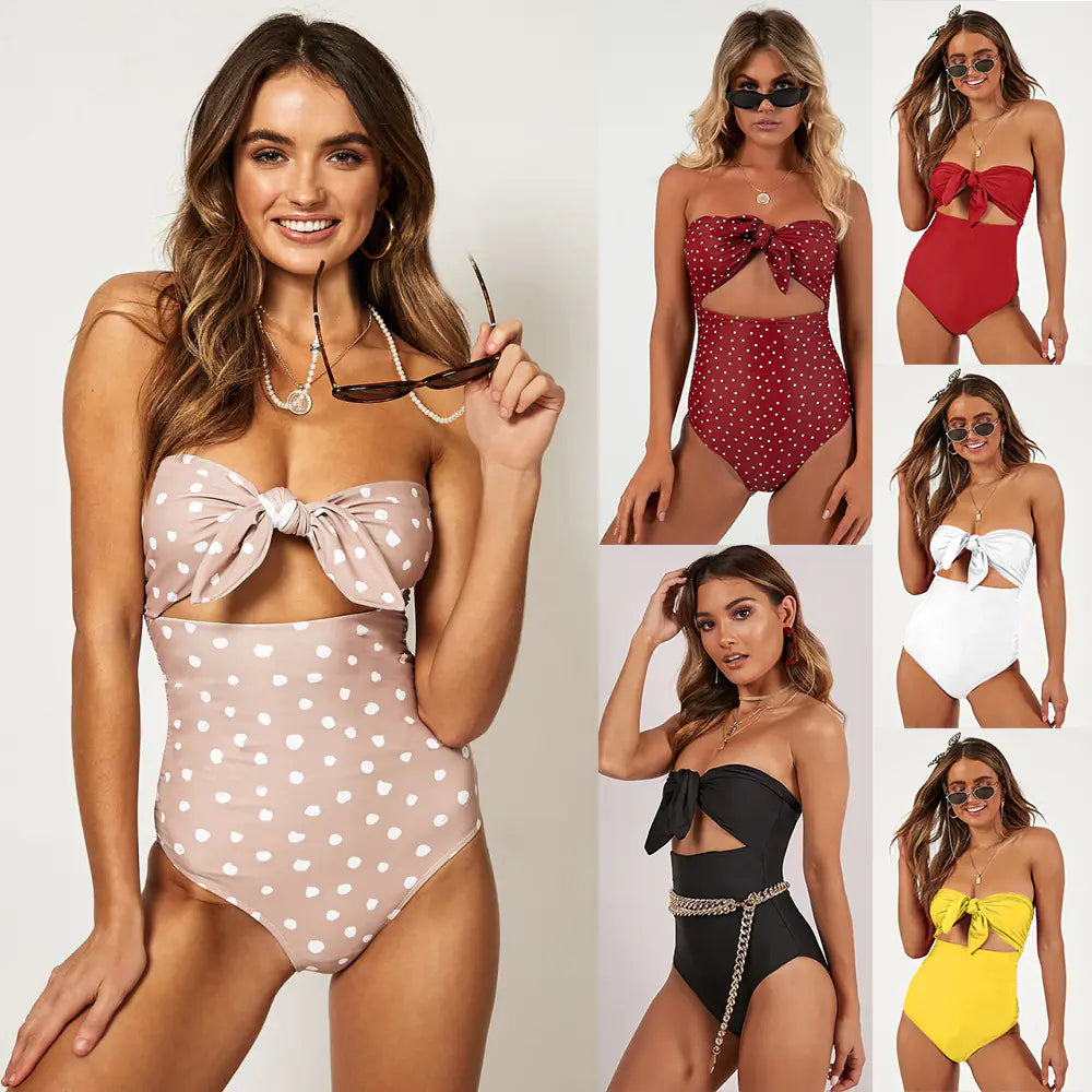 Jovi’s High Waist Knot Strapless Swimsuit
