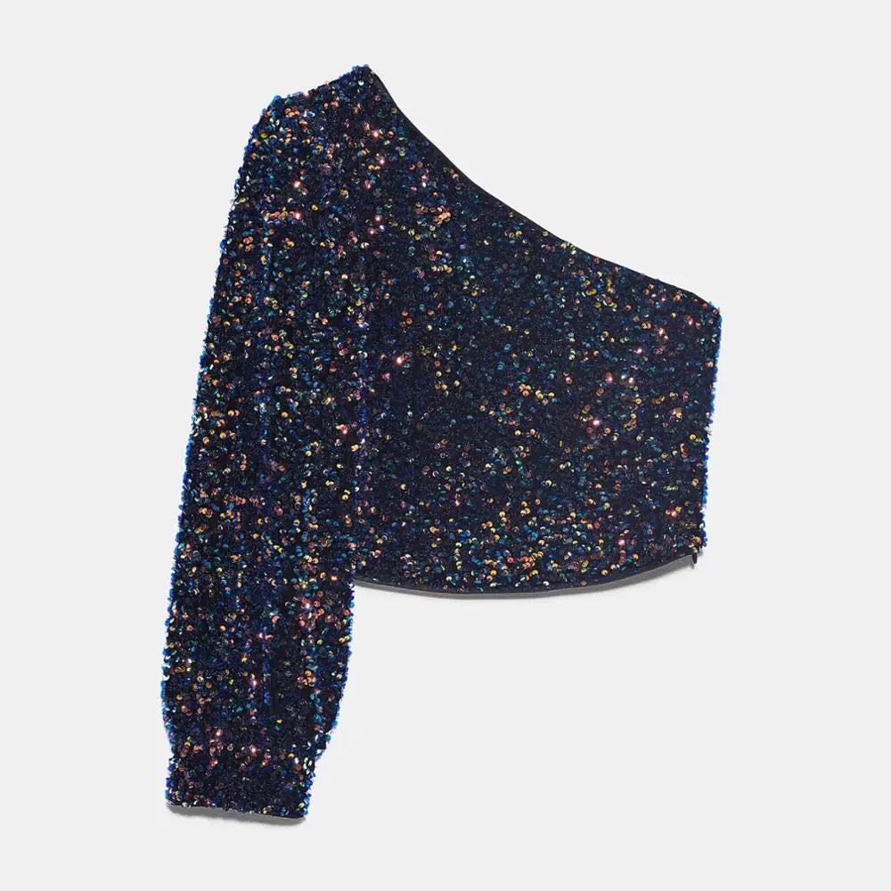 Asymmetrical Sequin Top 💙