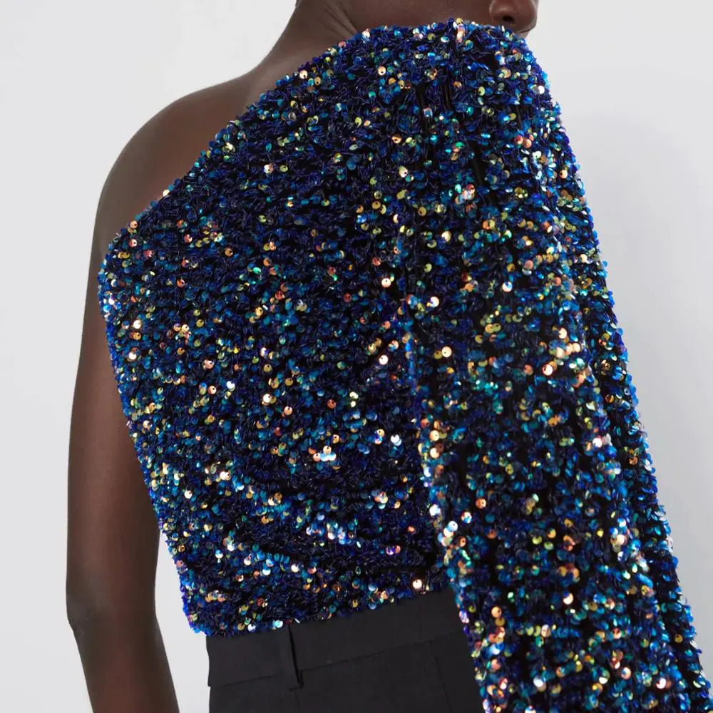 Asymmetrical Sequin Top 💙
