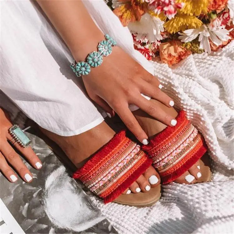 Color Matching Flat Casual Slippers