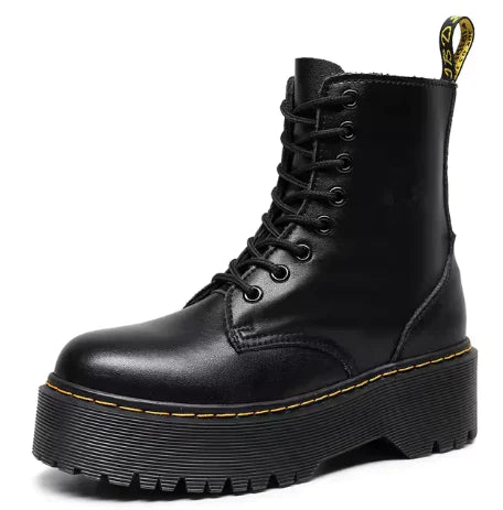 Muffin Bottom Lace-up Leather Boots 🖤
