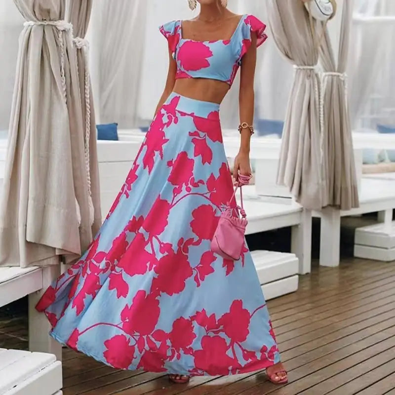 Floral Sleeveless Dress Two-Piece Set