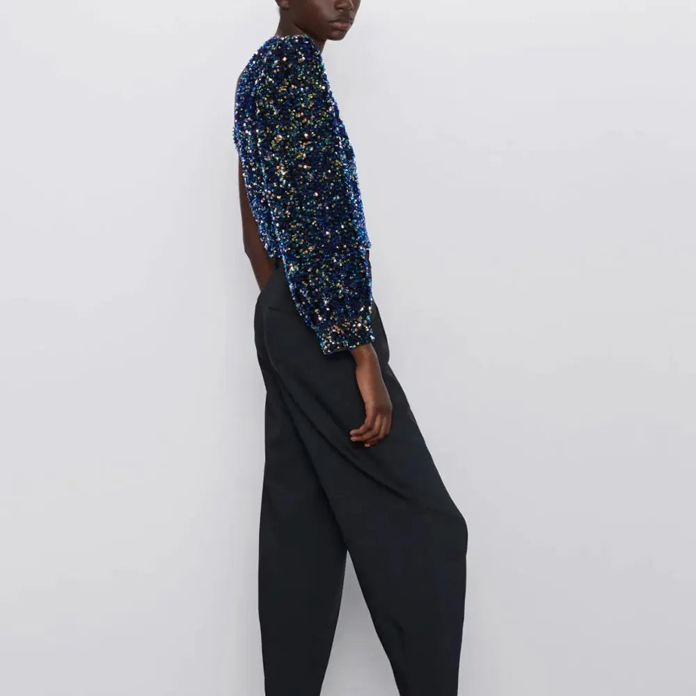 Asymmetrical Sequin Top 💙