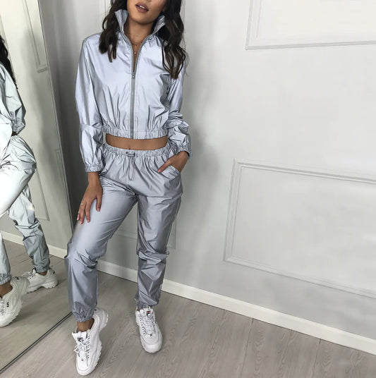 Reflective Casual Two-Piece Outfit Set