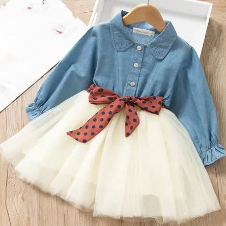 Denim Panel Mesh Skirt for Toddler Fashion