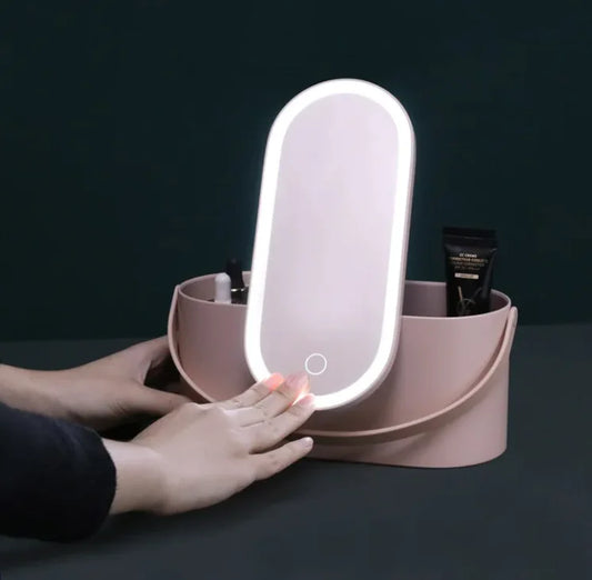 LED Light Storage Box with Mirror by Jovi