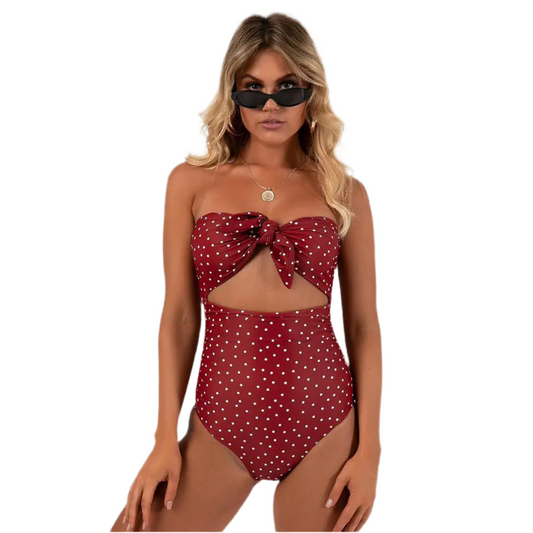 Jovi’s High Waist Knot Strapless Swimsuit