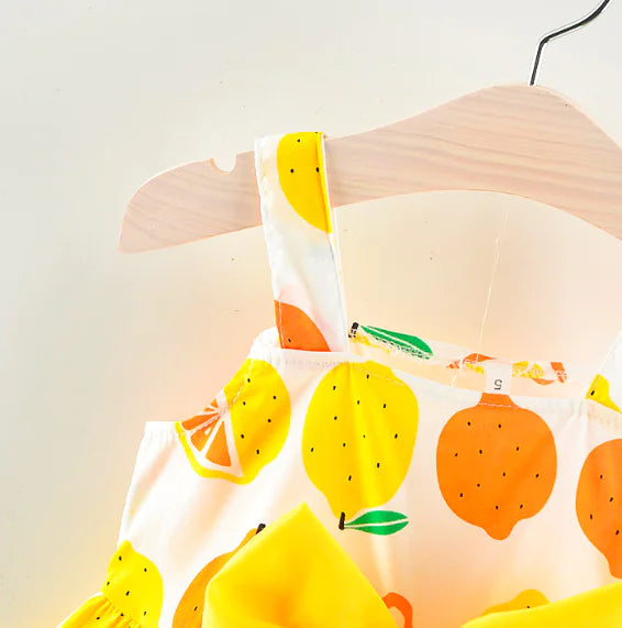 Bow Tie Strap Dress - Lemon Princess Dress