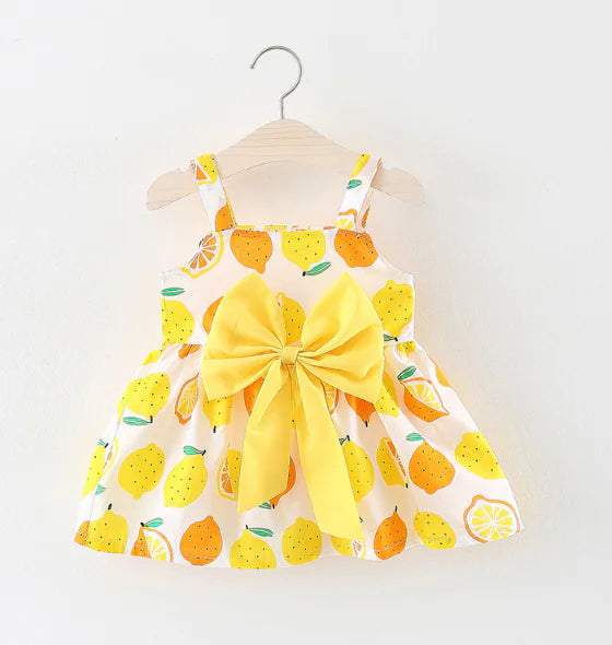 Bow Tie Strap Dress - Lemon Princess Dress