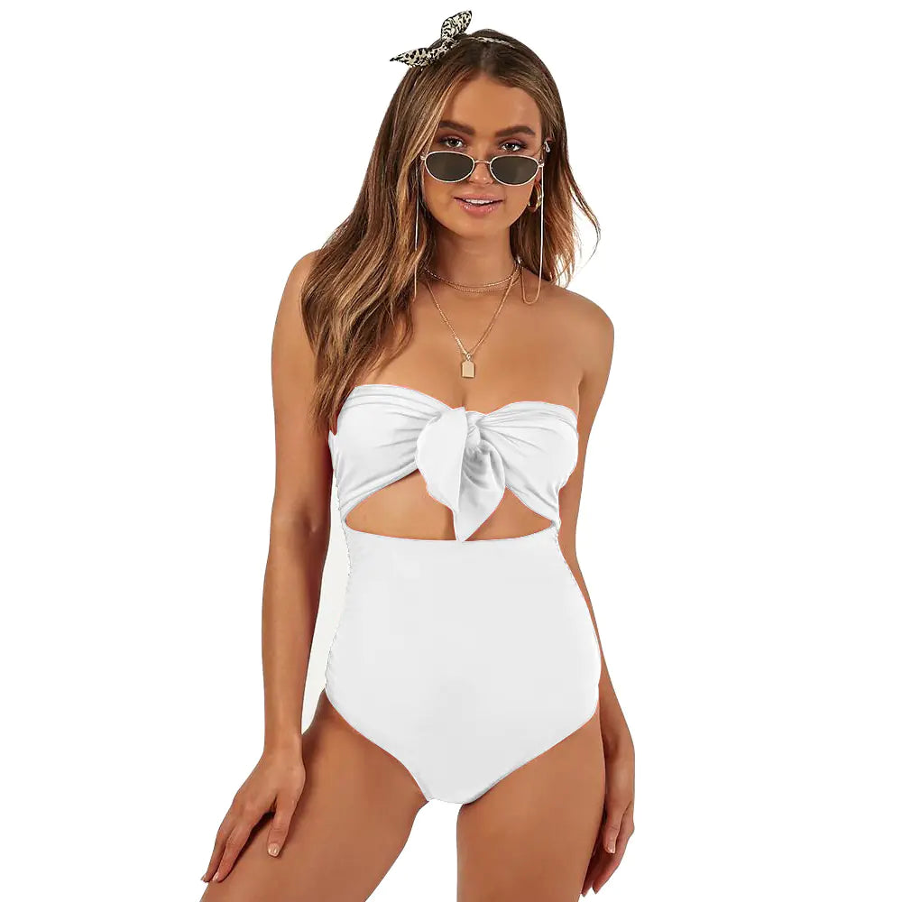 Jovi’s High Waist Knot Strapless Swimsuit