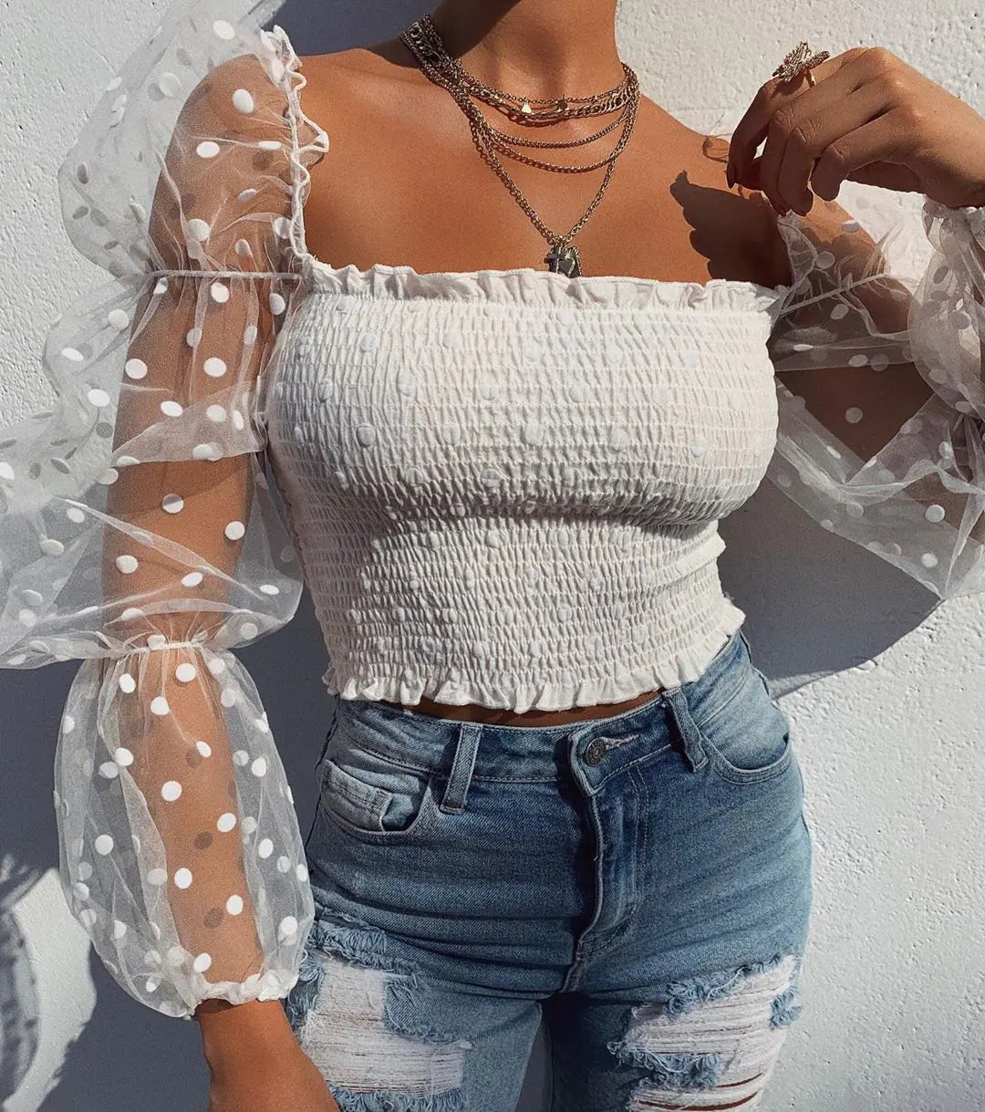 Sheer Lace Blouse 🌸