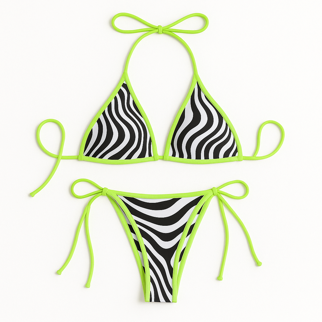 Women's Sequin Printed Triangle Bikini Set