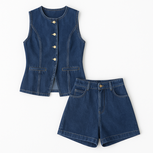 Summer Denim Two-Piece Set