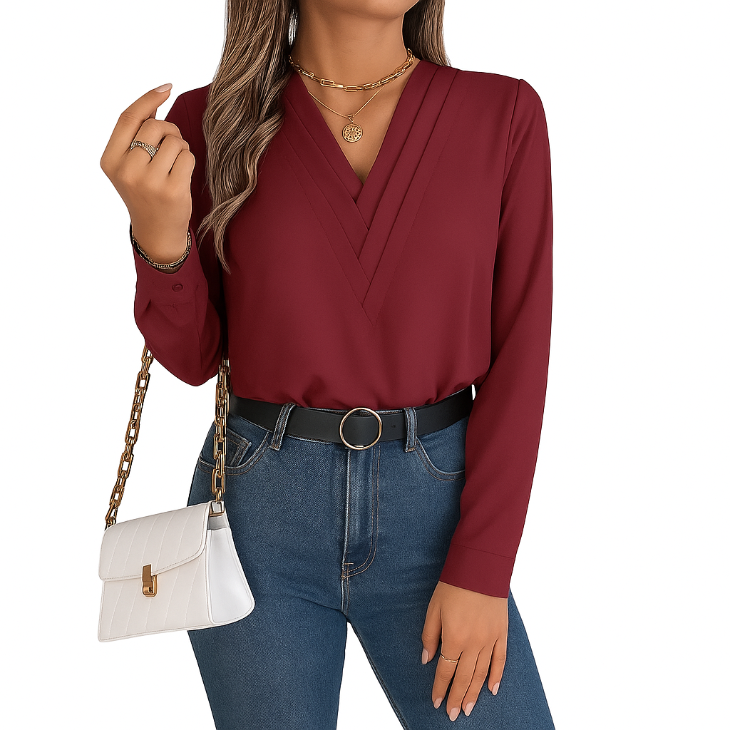 V-Neck Office Blouse