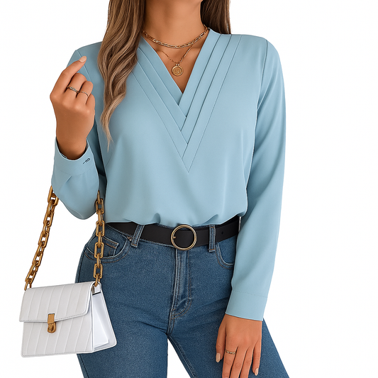 V-Neck Office Blouse