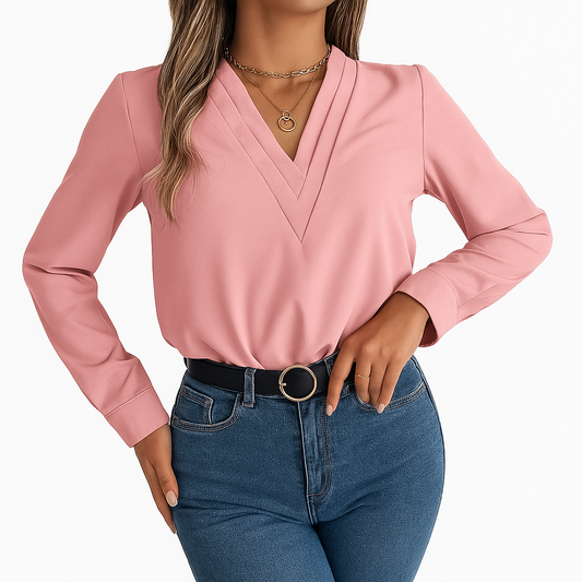 V-Neck Office Blouse