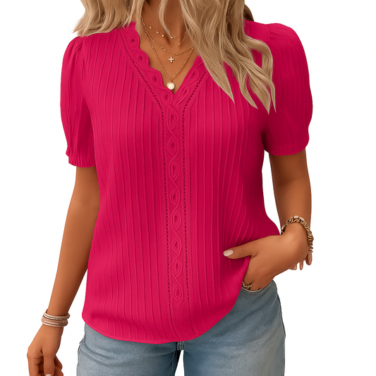 Lace-Trimmed Princess Sleeve Blouse