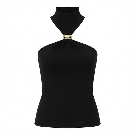 Gold Ring Sleeveless Cold-Shoulder Top
