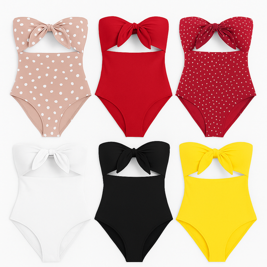 Jovi’s High Waist Knot Strapless Swimsuit
