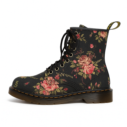 Floral Flat Martin Boots and Ankle Boots