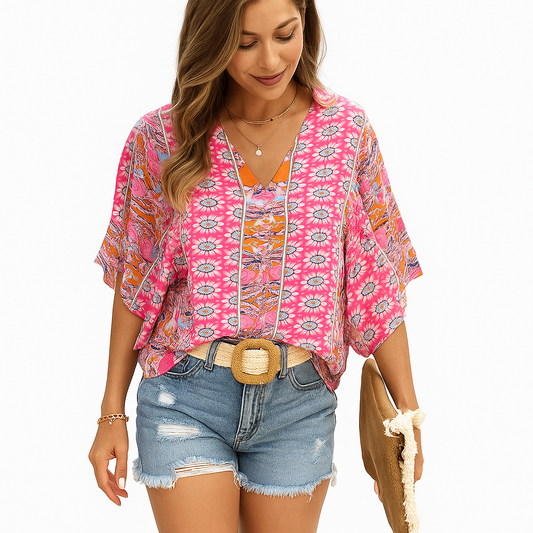 🌸 Boho Bloom Button Blouse 🌸