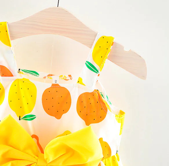 Bow Tie Strap Dress - Lemon Princess Dress