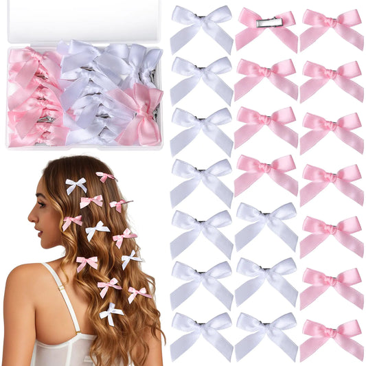 Mini Satin Hair Bow Clips - 20PCS