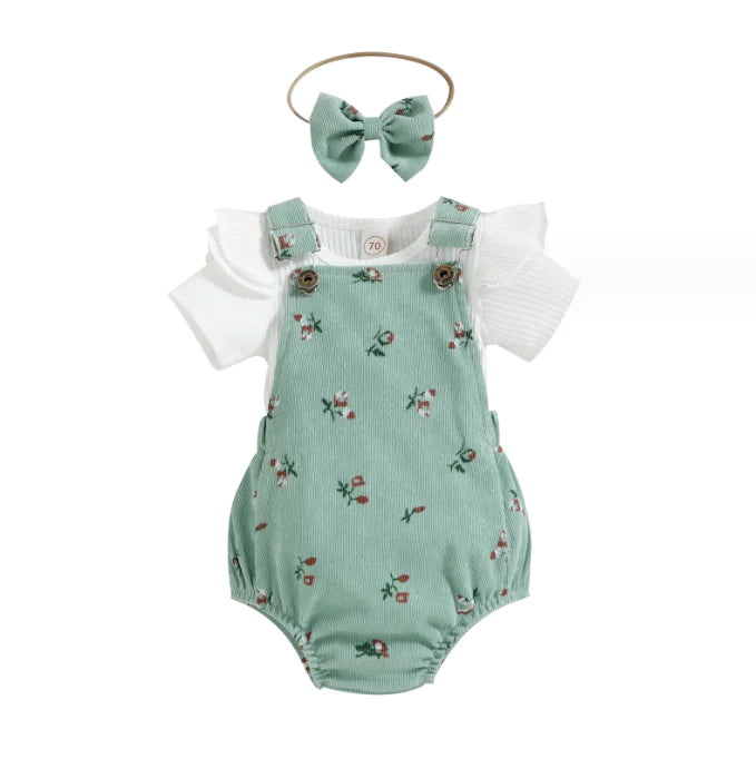 Romper, Blouse & Headband Floral Set  🌼
