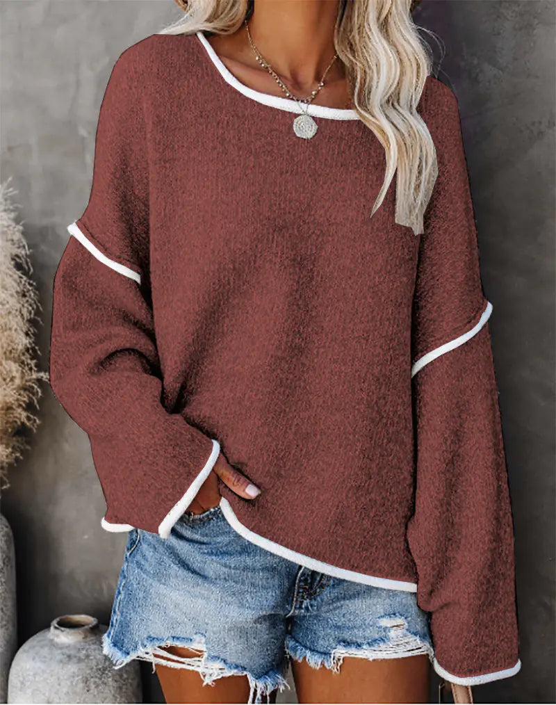 Casual Round Neck Long-sleeved Sweater