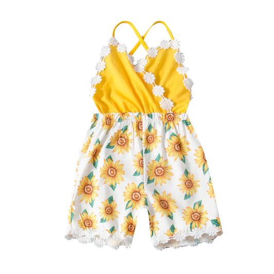 Sunflower Print Halter Romper 💛🌻