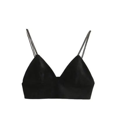Deep V Neck Velvet Crop Top