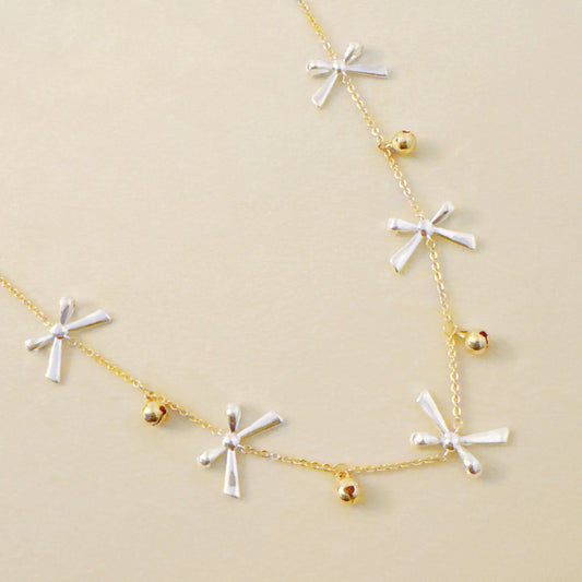 Festive Bow & Bell Necklace 🎀