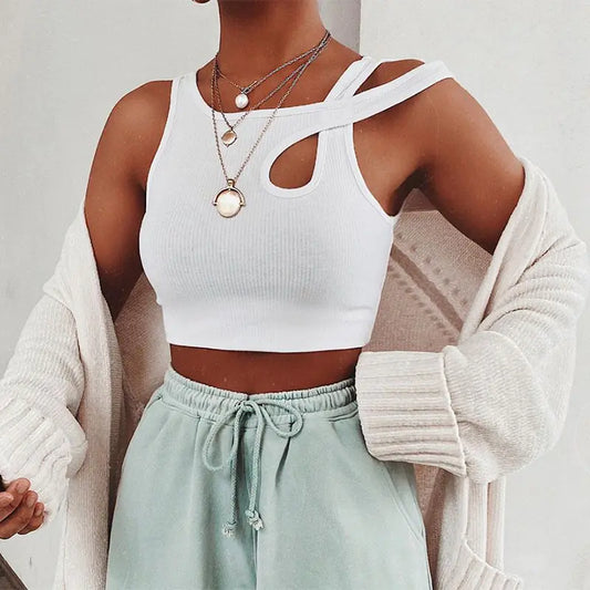 Asymmetrical Ribbed Tank Top