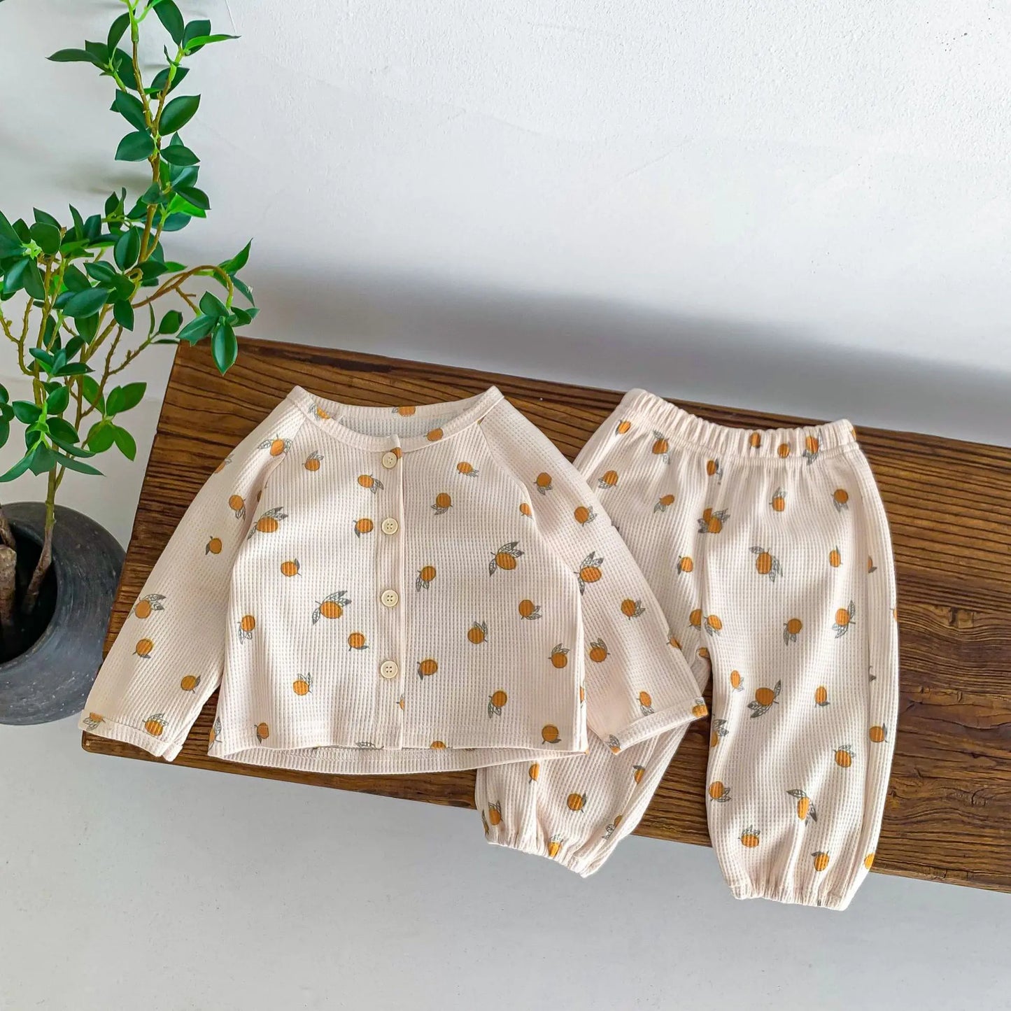 Waffle Top Two-Piece Pants Set