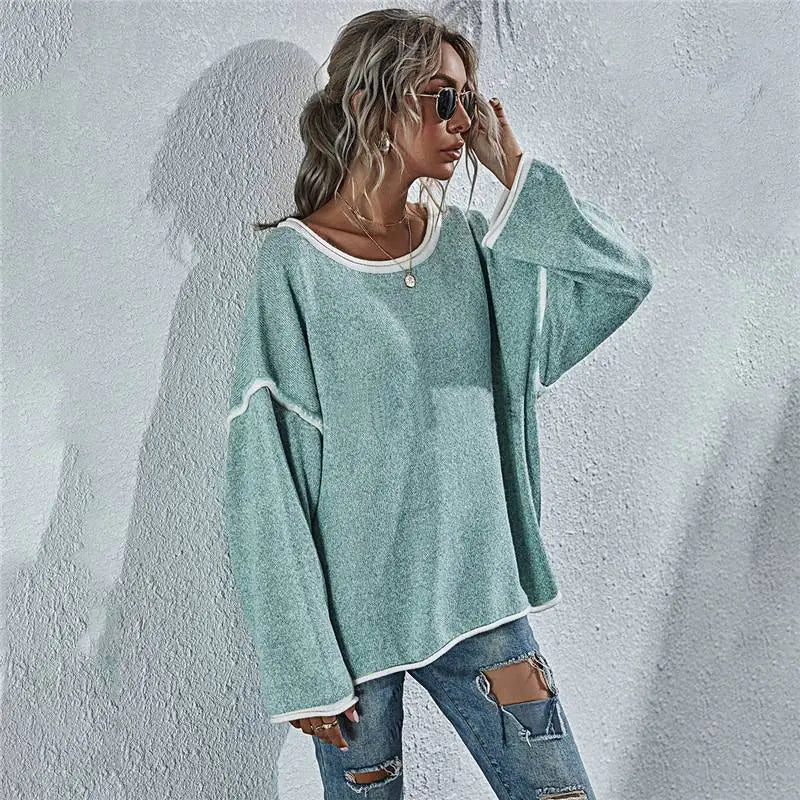 Casual Round Neck Long-sleeved Sweater
