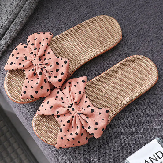 Big Bow Non-Slip Home Slippers