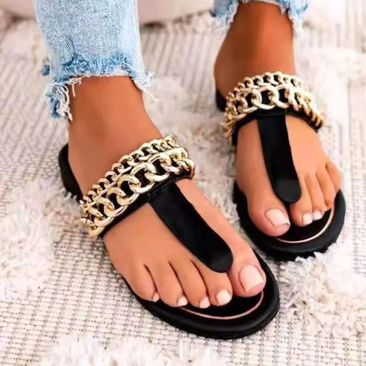Flat Bottom Chain Beach Slippers