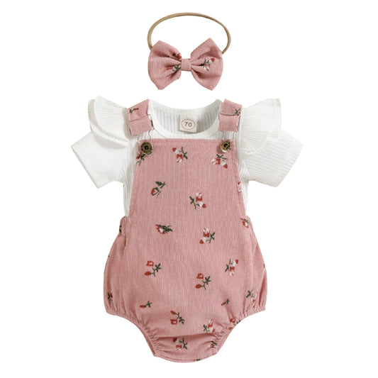 Romper, Blouse & Headband Floral Set  🌼