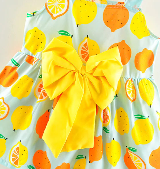 Bow Tie Strap Dress - Lemon Princess Dress